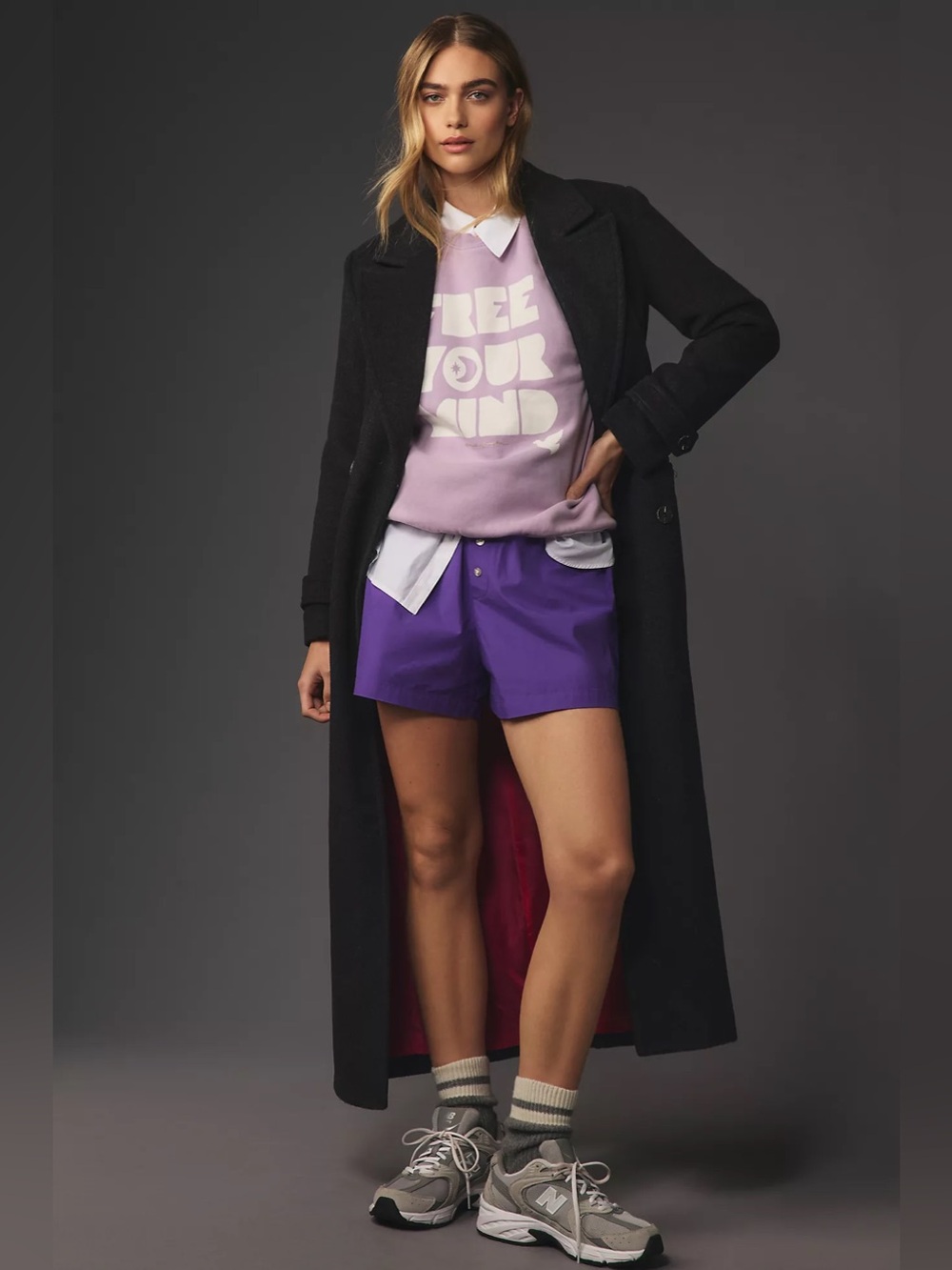 Anthropologie Spiritual Gangster Graphic Sweatshirt Free Your Mind Purple Small - Picture 3 of 8